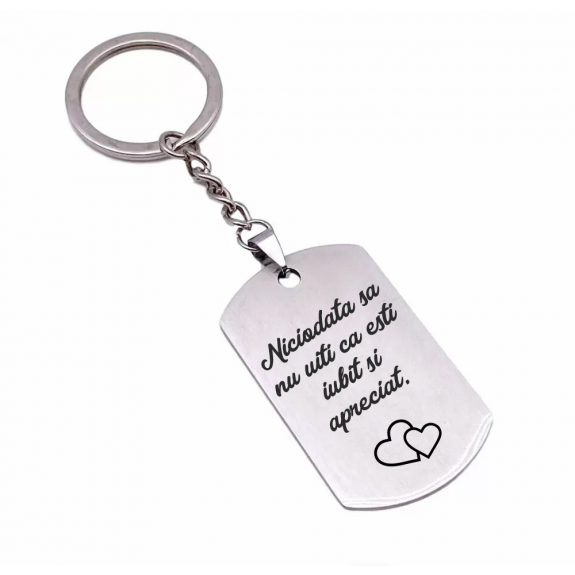 Breloc personalizat pentru iubit/iubita din inox